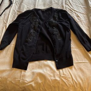 Cable & Gauge Cardigan with Floral Lace Detail